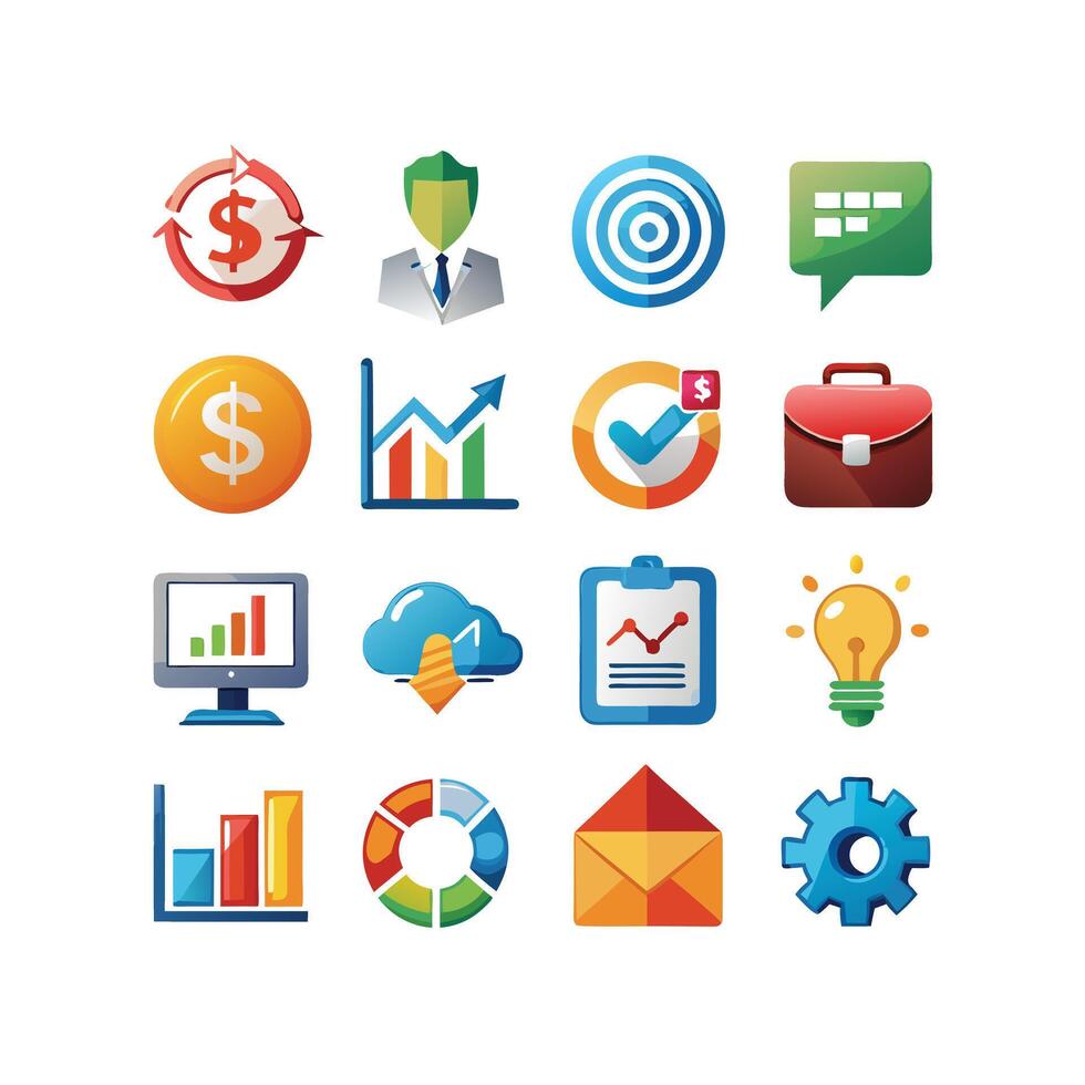 Business and Finance Icon Set Collection for Documents, Websites and Applications vector