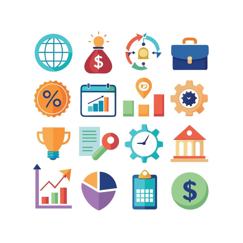 Business and Finance Icon Set Collection for Documents, Websites and Applications vector