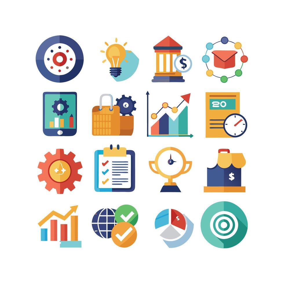 Business and Finance Icon Set Collection for Documents, Websites and Applications vector