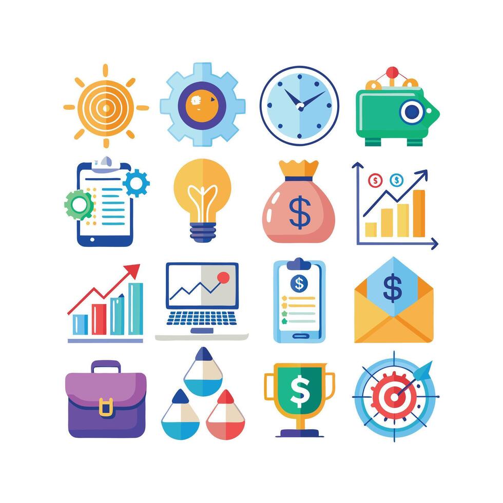 Business and Finance Icon Set Collection for Documents, Websites and Applications vector
