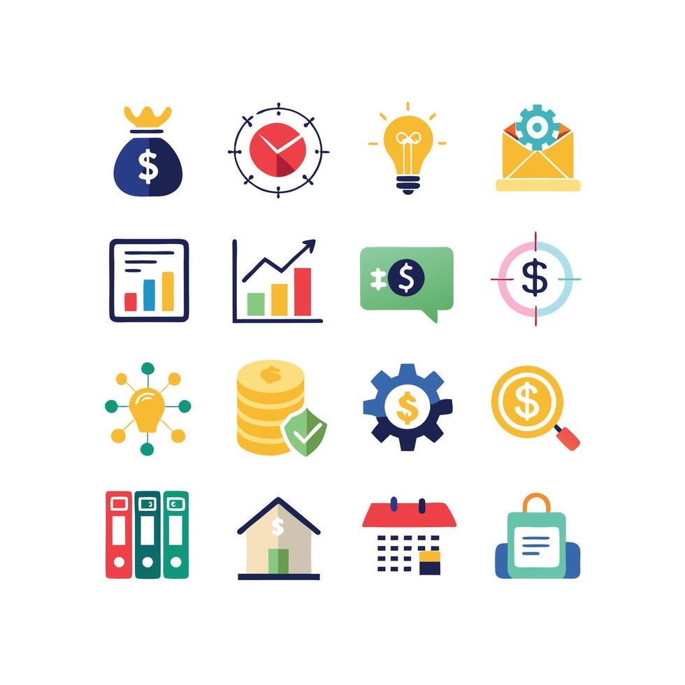 Business and Finance Icon Set Collection for Documents, Websites and Applications vector