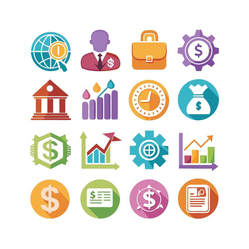 Business and Finance Icon Set Collection for Documents, Websites and Applications vector