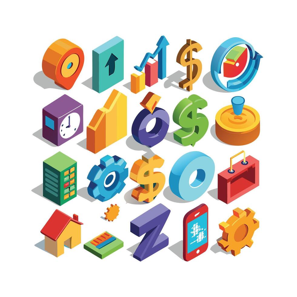 Business and Finance Icon Set Collection for Documents, Websites and Applications vector