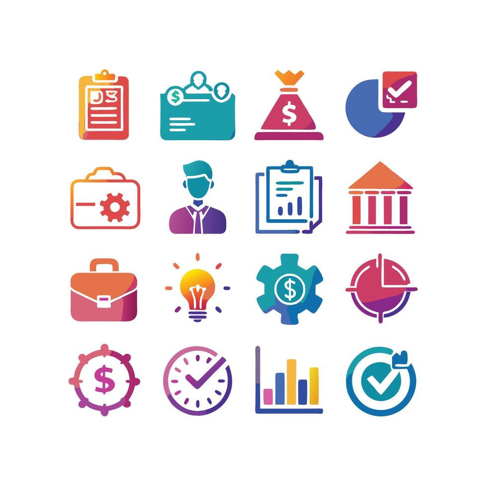 Business and Finance Icon Set Collection for Documents, Websites and Applications vector