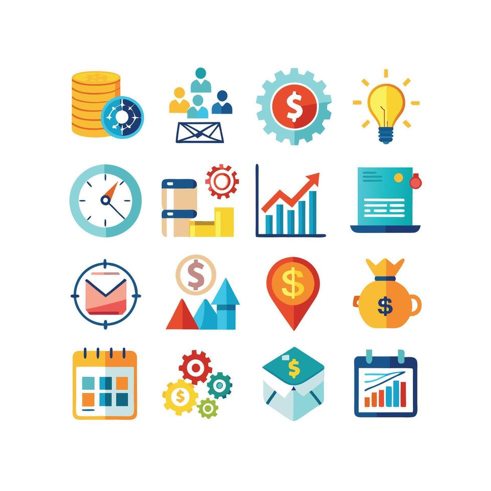 Business and Finance Icon Set Collection for Documents, Websites and Applications vector