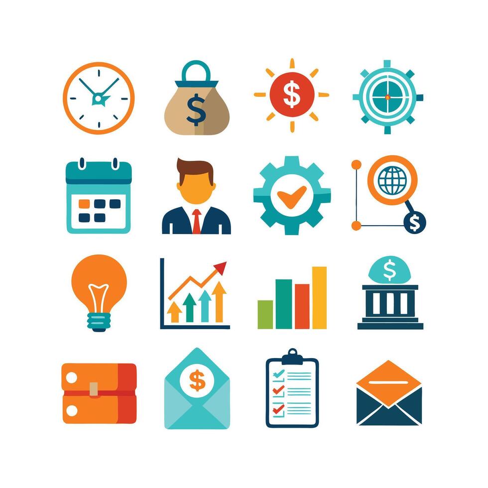 Business and Finance Icon Set Collection for Documents, Websites and Applications vector