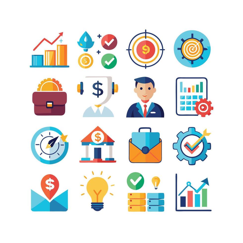 Business and Finance Icon Set Collection for Documents, Websites and Applications vector