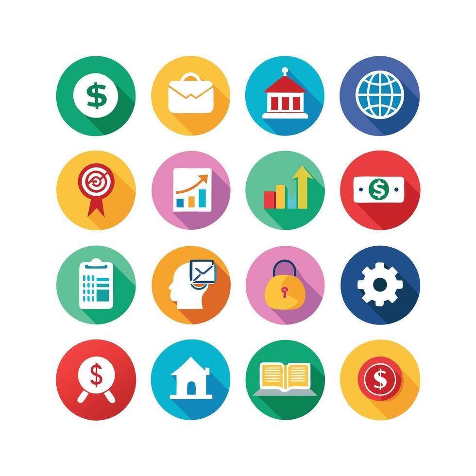 Business and Finance Icon Set Collection for Documents, Websites and Applications vector