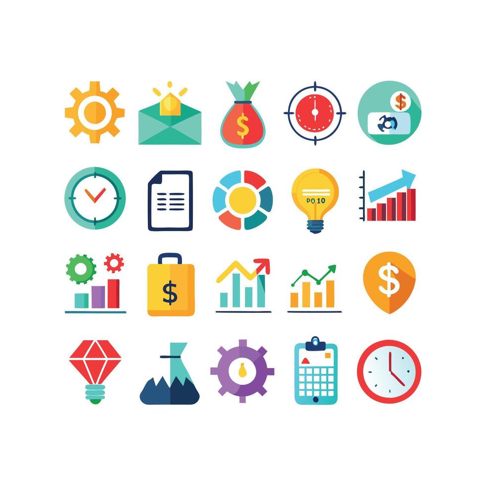 Business and Finance Icon Set Collection for Documents, Websites and Applications vector