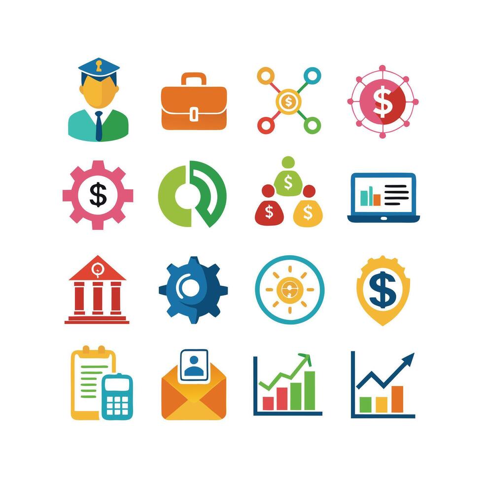 Business and Finance Icon Set Collection for Documents, Websites and Applications vector