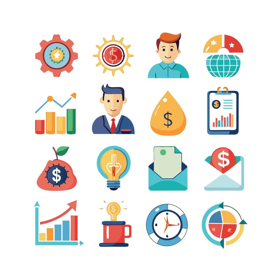 Business and Finance Icon Set Collection for Documents, Websites and Applications vector