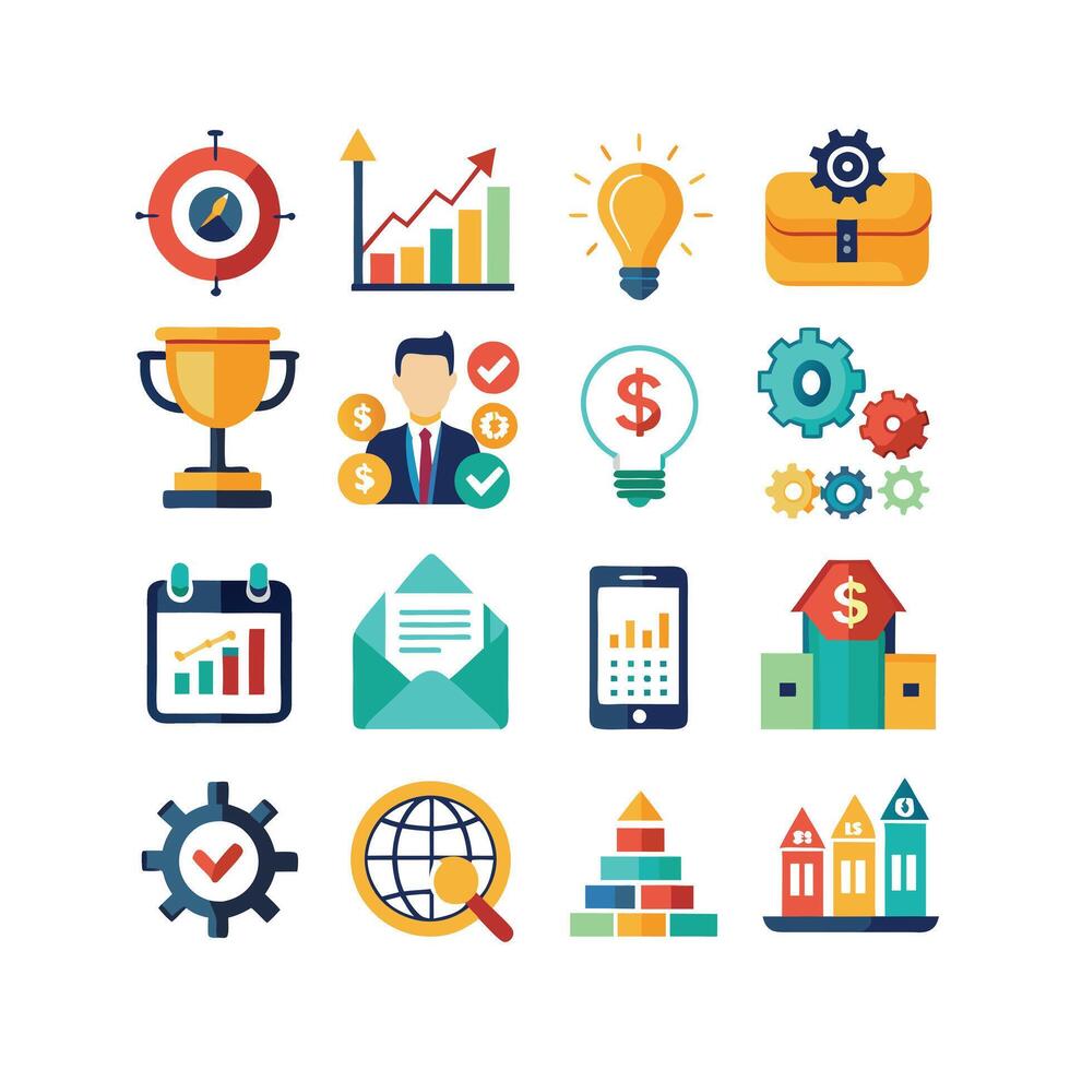 Business and Finance Icon Set Collection for Documents, Websites and Applications vector