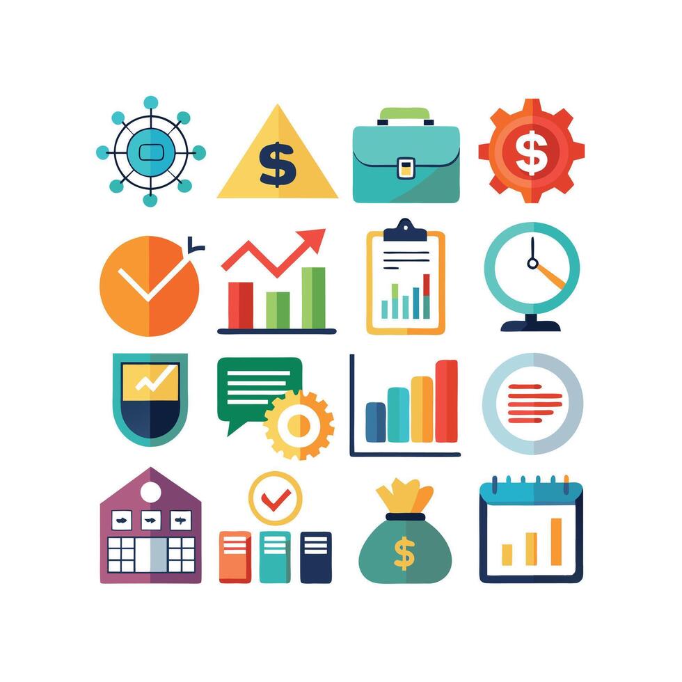 Business and Finance Icon Set Collection for Documents, Websites and Applications vector