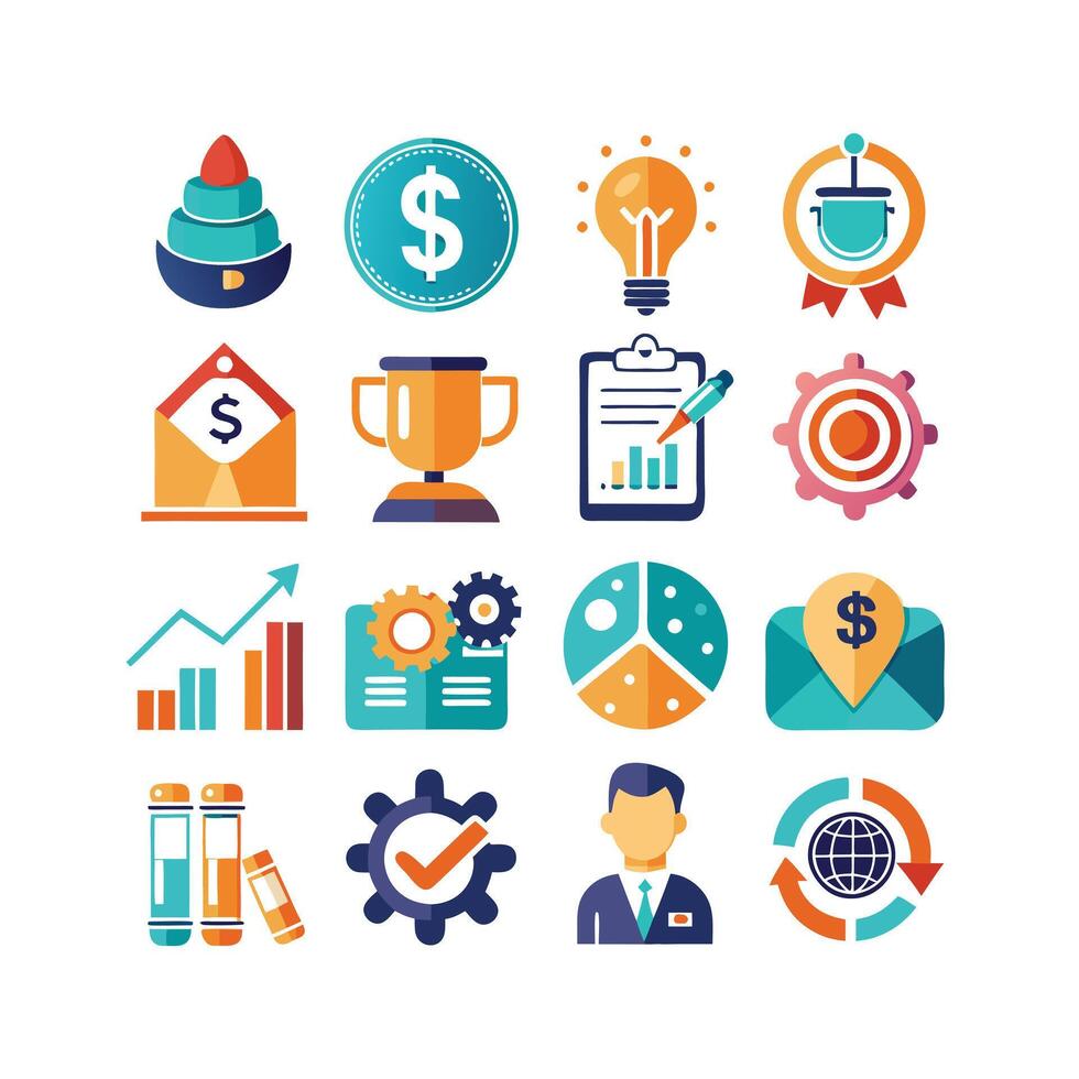 Business and Finance Icon Set Collection for Documents, Websites and Applications vector