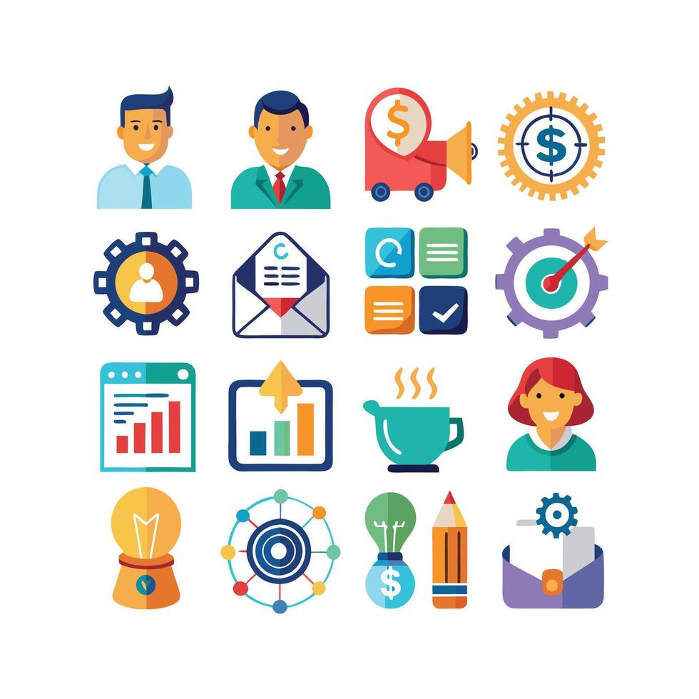 Business and Finance Icon Set Collection for Documents, Websites and Applications vector
