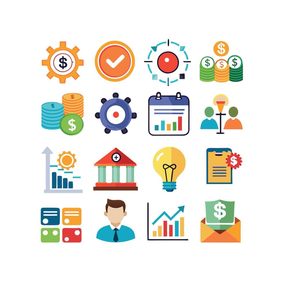 Business and Finance Icon Set Collection for Documents, Websites and Applications vector