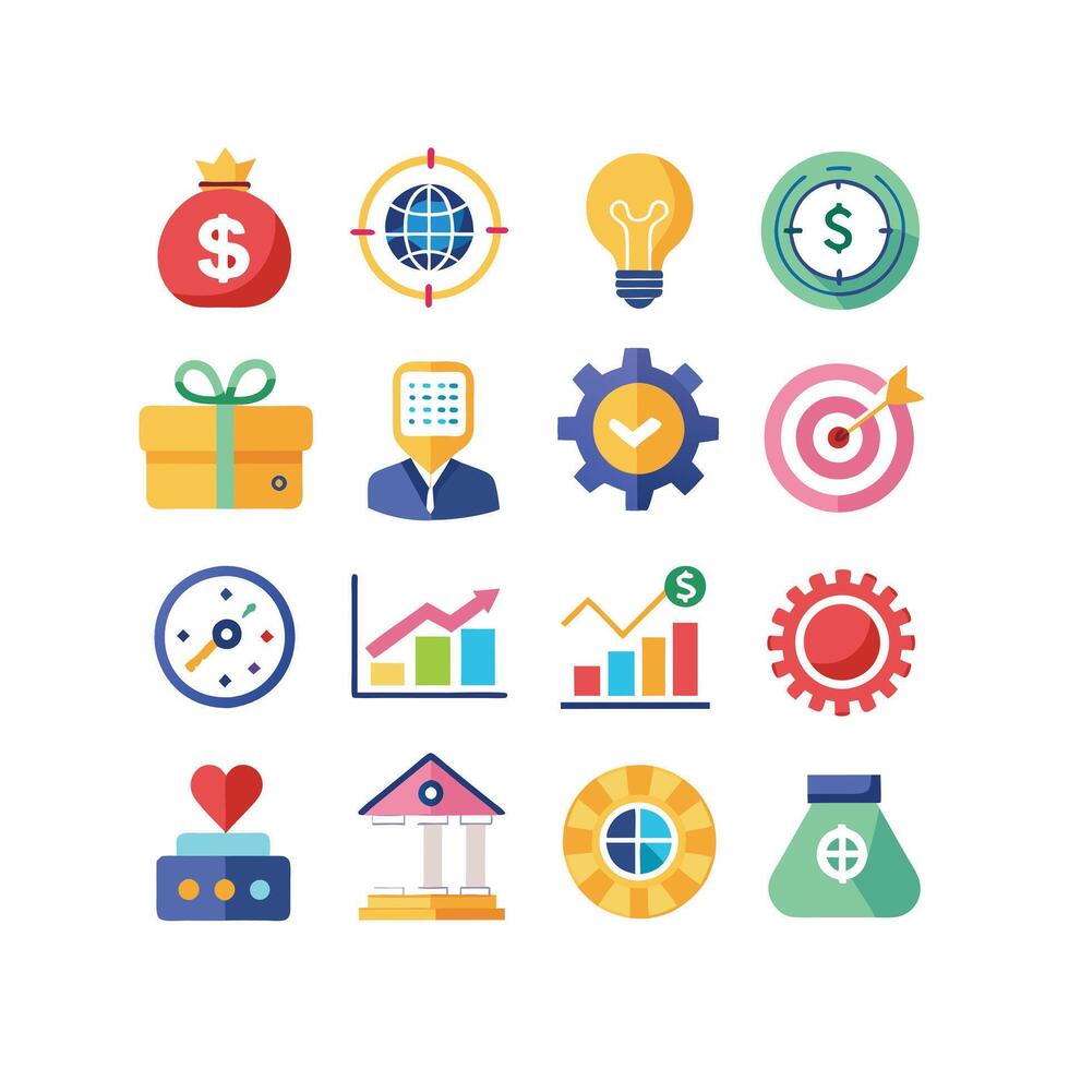 Business and Finance Icon Set Collection for Documents, Websites and Applications vector