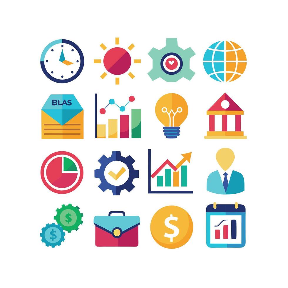 Business and Finance Icon Set Collection for Documents, Websites and Applications vector