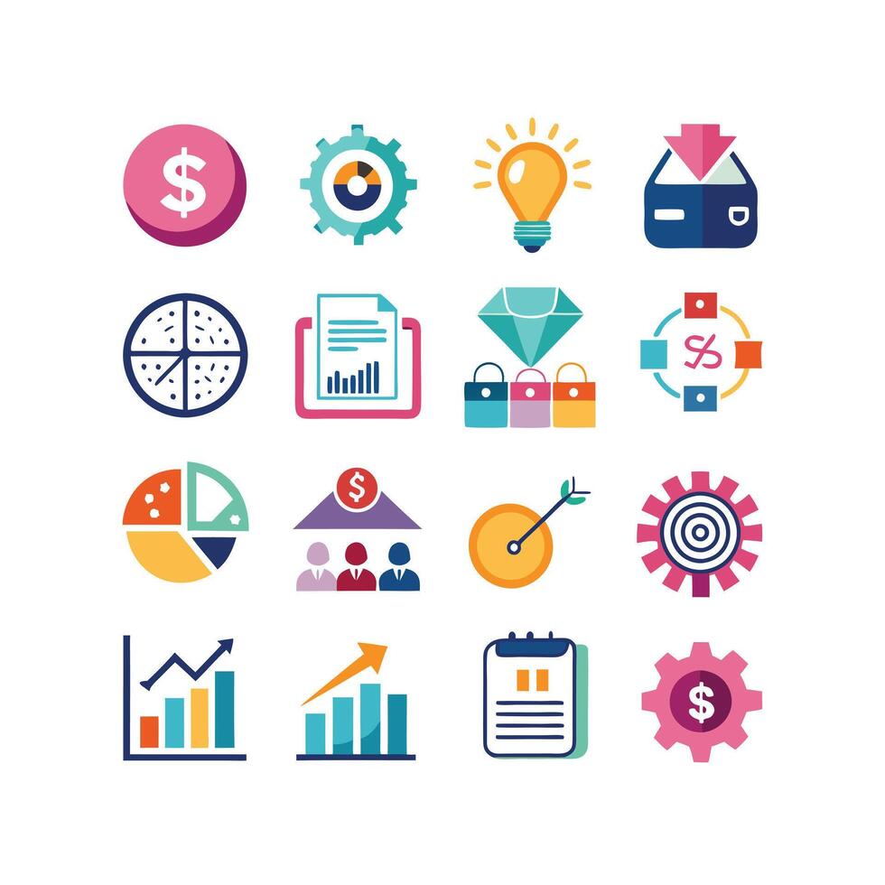 Business and Finance Icon Set Collection for Documents, Websites and Applications vector
