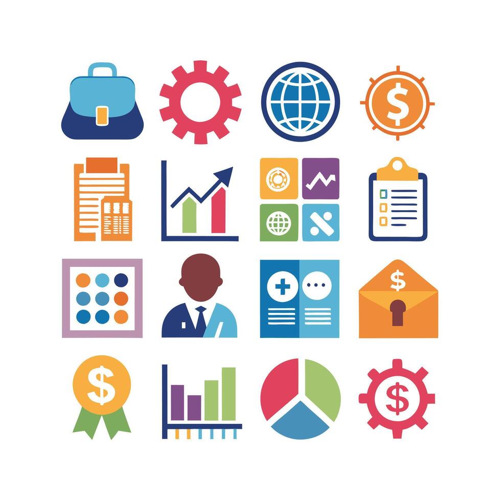 Business and Finance Icon Set Collection for Documents, Websites and Applications vector