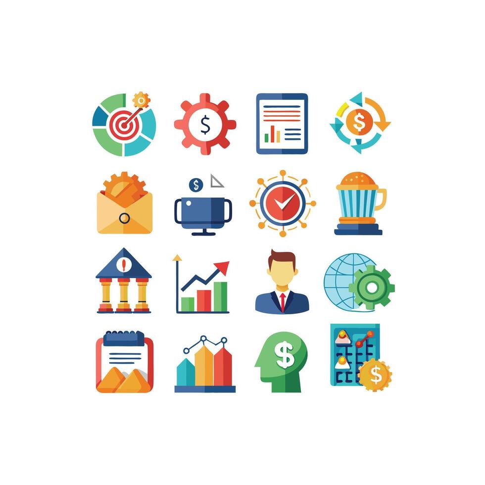 Business and Finance Icon Set Collection for Documents, Websites and Applications vector