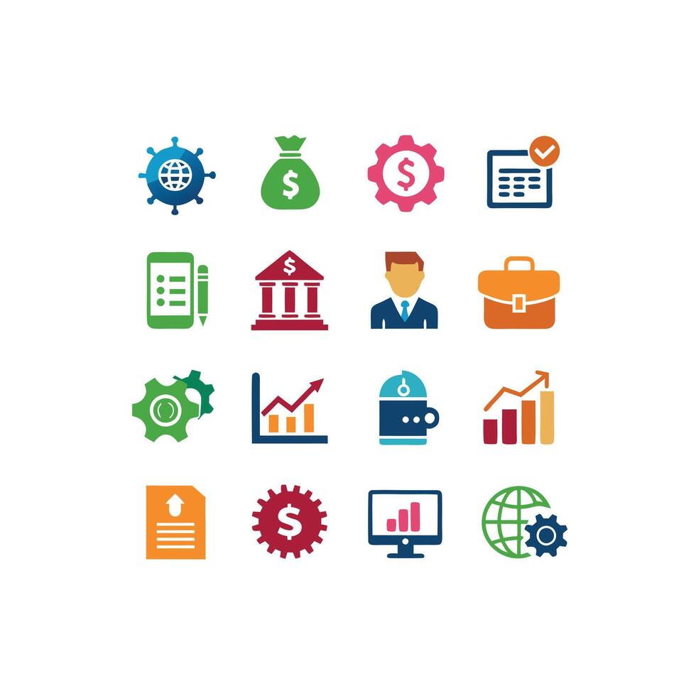Business and Finance Icon Set Collection for Documents, Websites and Applications vector