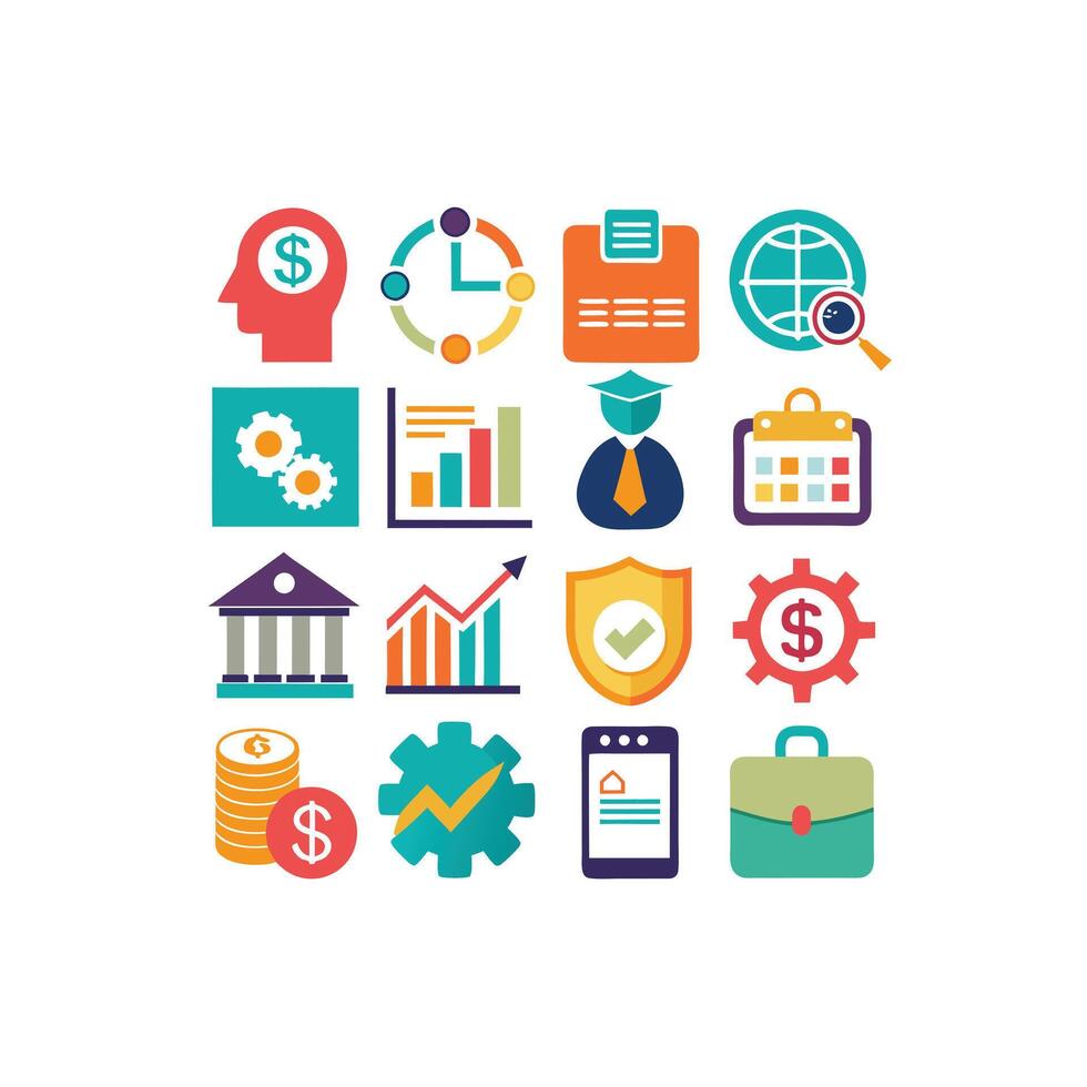 Business and Finance Icon Set Collection for Documents, Websites and Applications vector