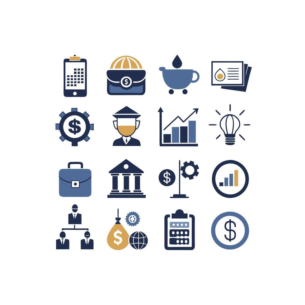 Business and Finance Icon Set Collection for Documents, Websites and Applications vector