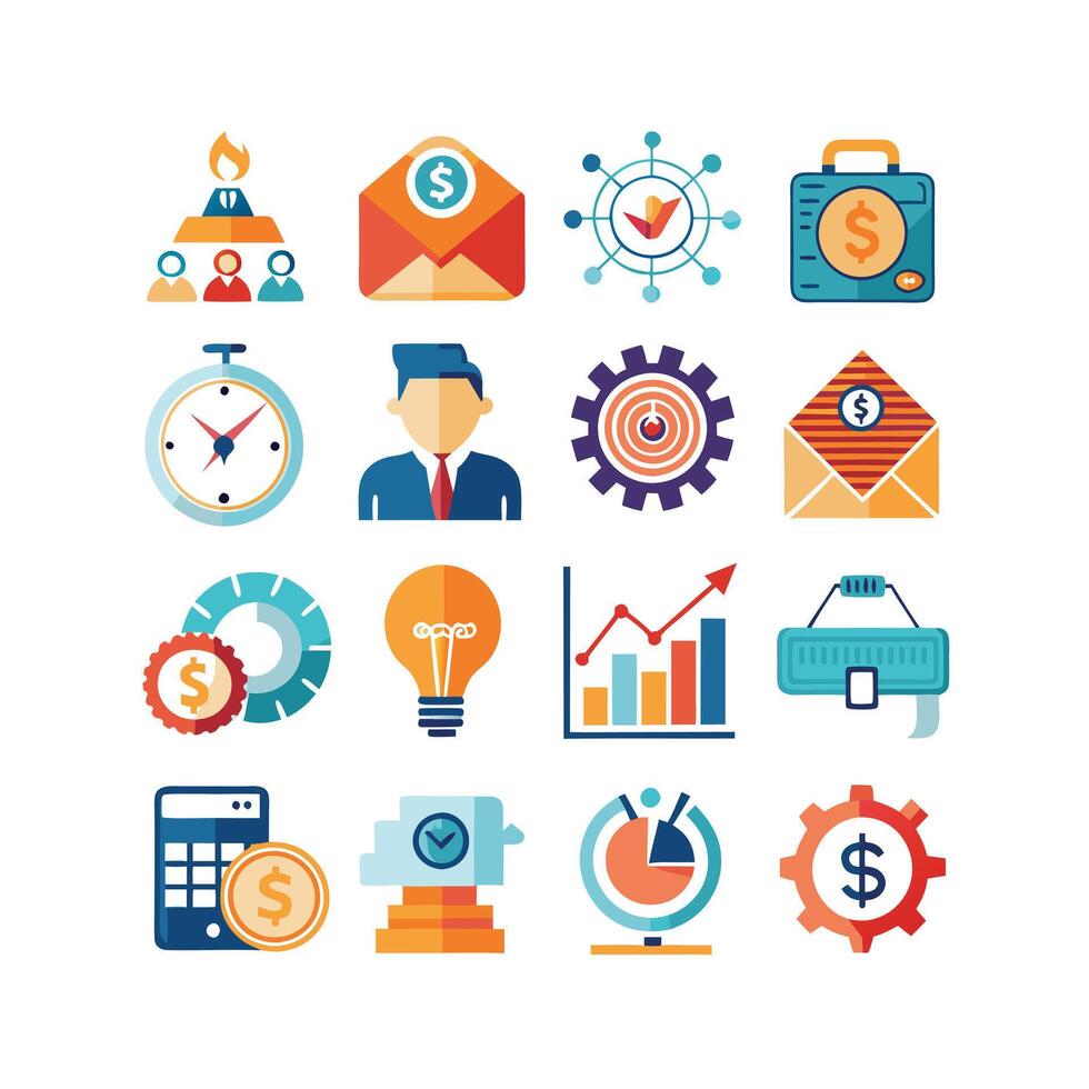Business and Finance Icon Set Collection for Documents, Websites and Applications vector