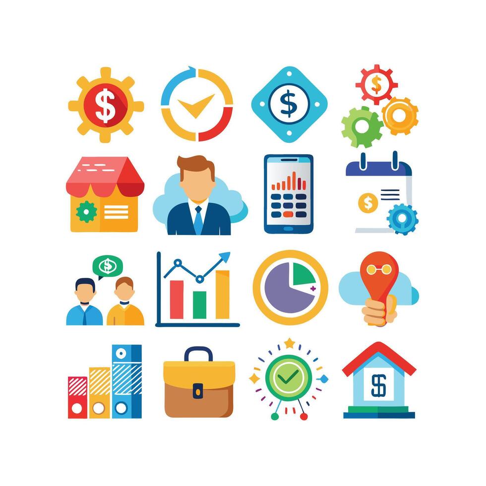 Business and Finance Icon Set Collection for Documents, Websites and Applications vector