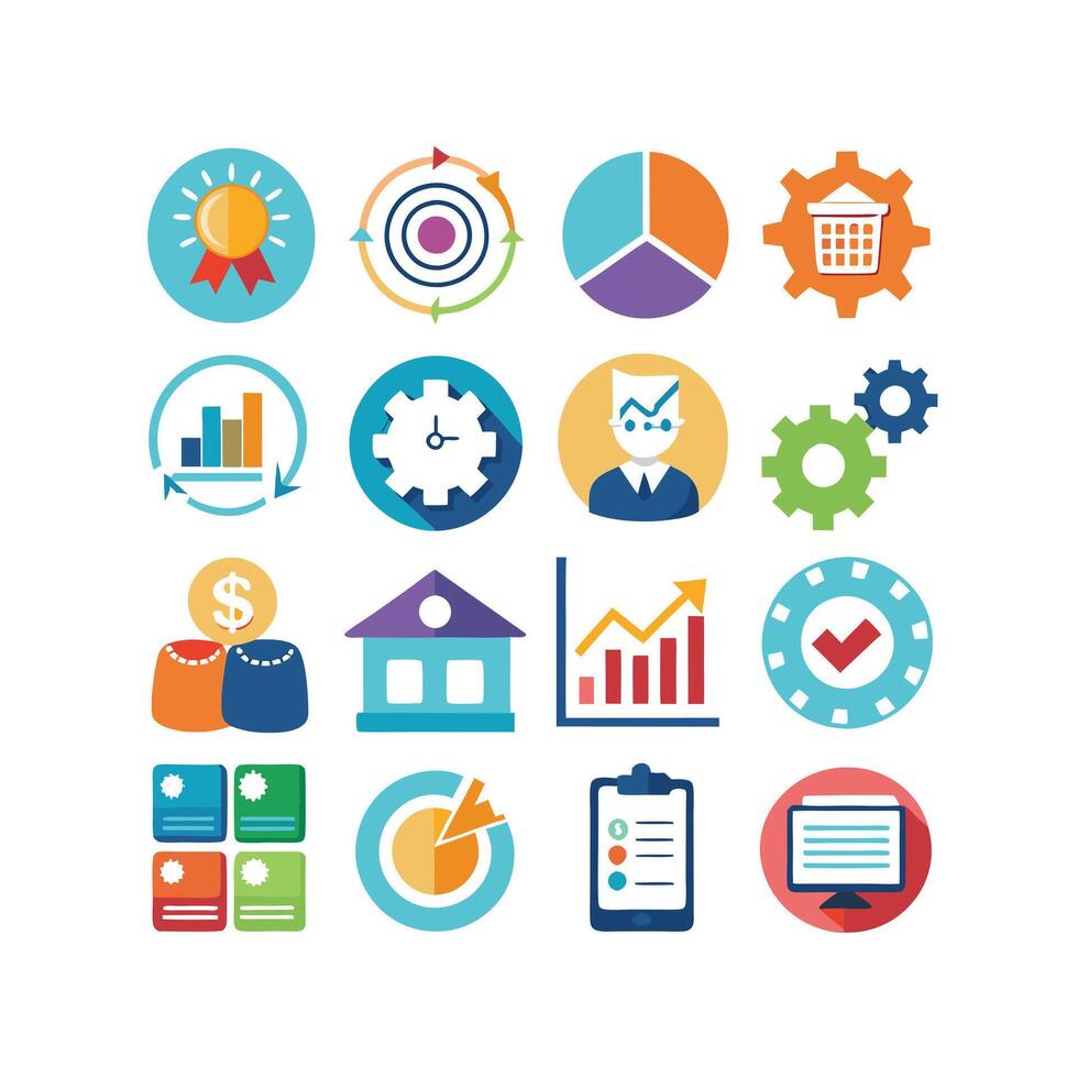 Business and Finance Icon Set Collection for Documents, Websites and Applications vector