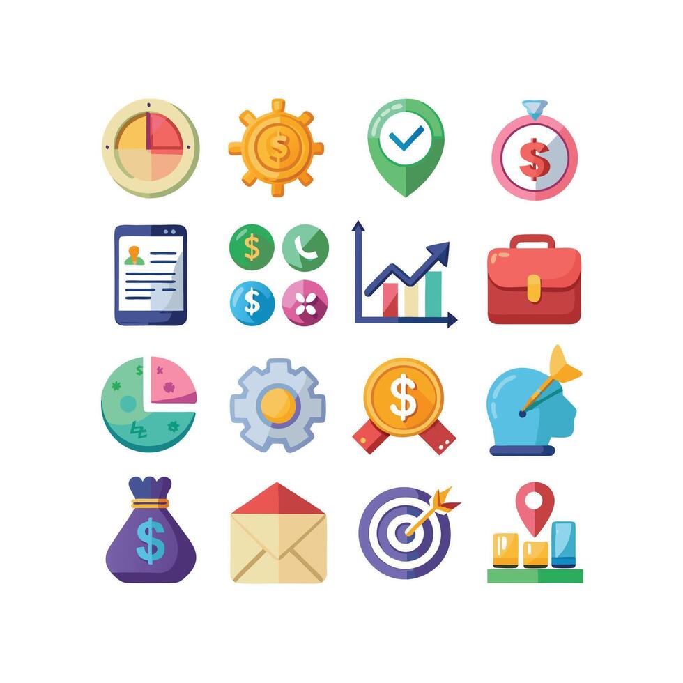 Business and Finance Icon Set Collection for Documents, Websites and Applications vector
