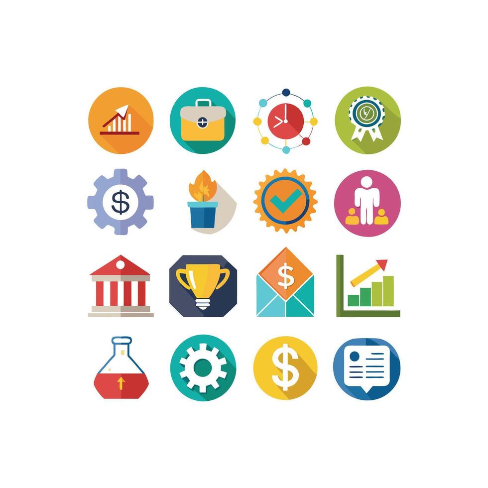 Business and Finance Icon Set Collection for Documents, Websites and Applications vector