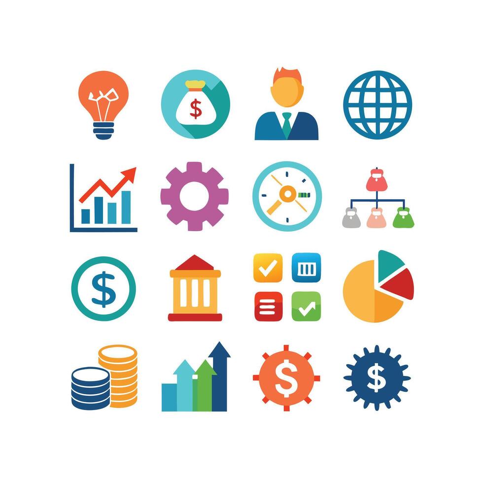 Business and Finance Icon Set Collection for Documents, Websites and Applications vector