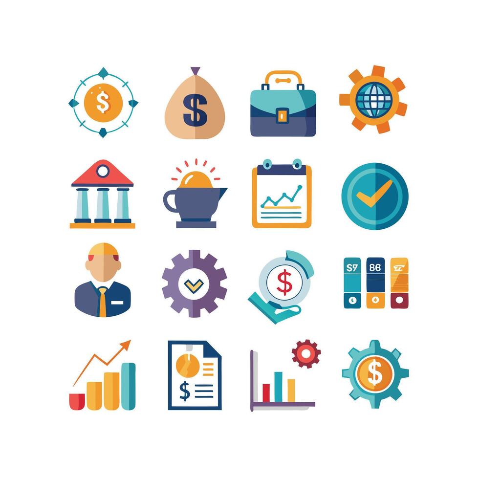 Business and Finance Icon Set Collection for Documents, Websites and Applications vector