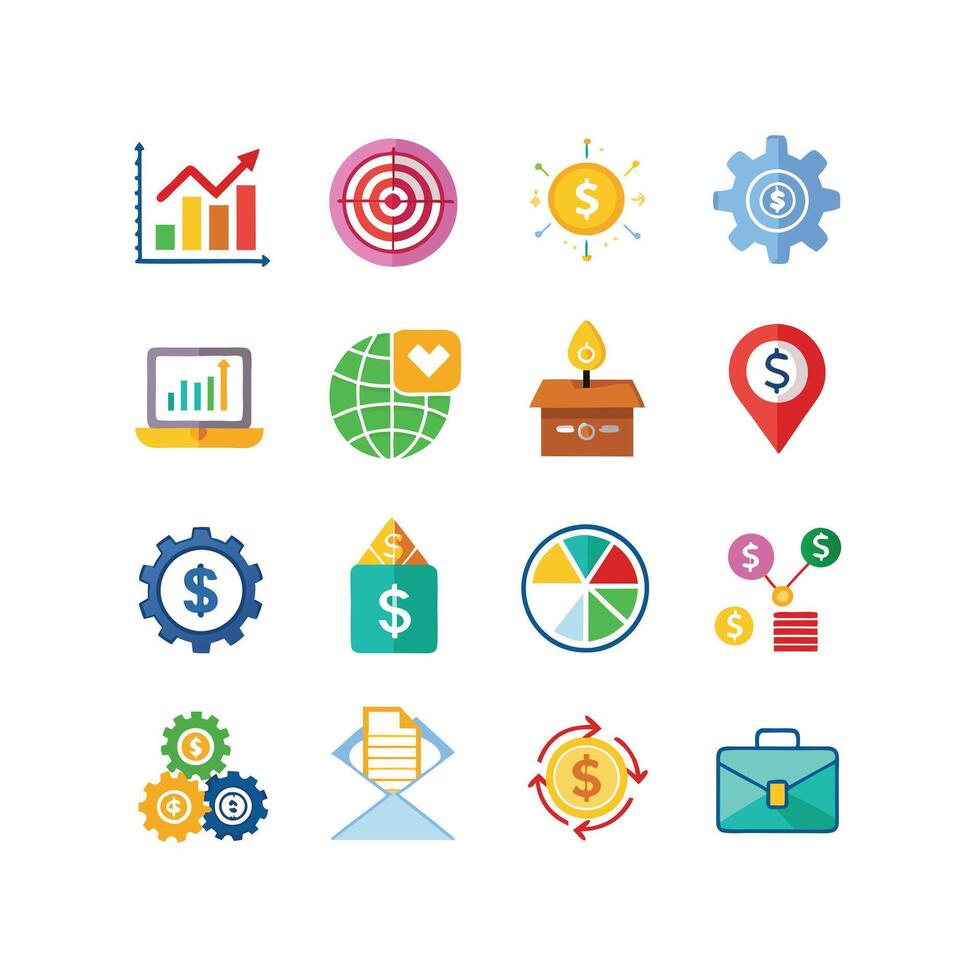 Business and Finance Icon Set Collection for Documents, Websites and Applications vector
