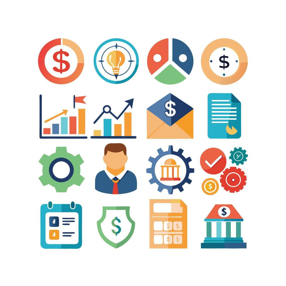 Business and Finance Icon Set Collection for Documents, Websites and Applications vector
