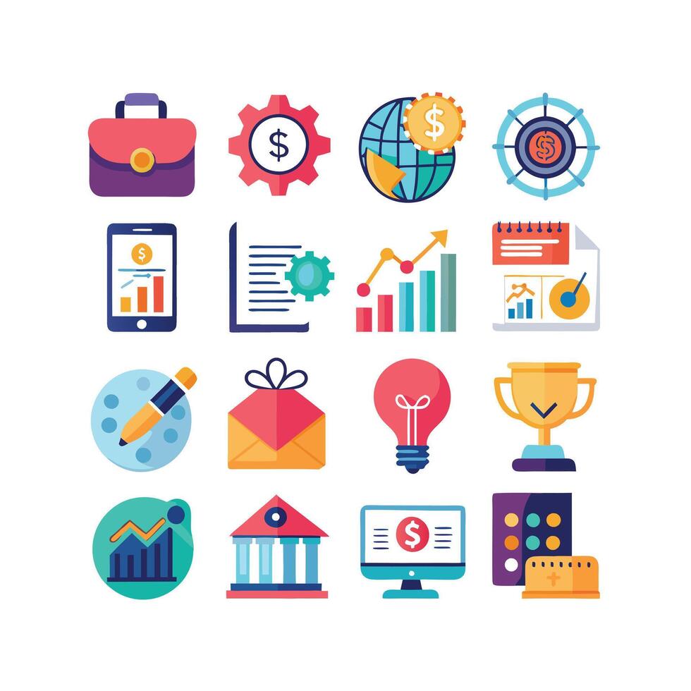 Business and Finance Icon Set Collection for Documents, Websites and Applications vector