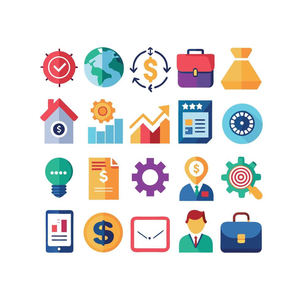 Business and Finance Icon Set Collection for Documents, Websites and Applications vector