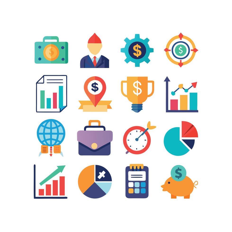 Business and Finance Icon Set Collection for Documents, Websites and Applications vector