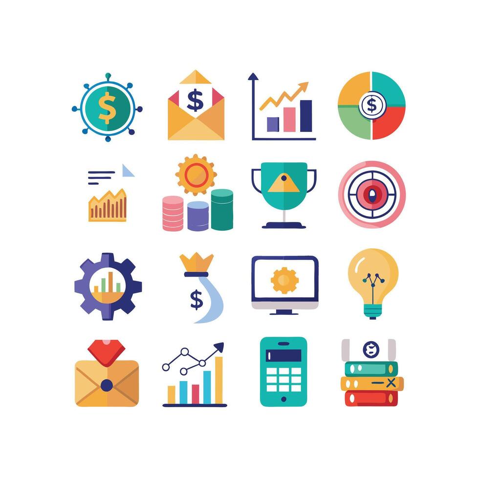 Business and Finance Icon Set Collection for Documents, Websites and Applications vector