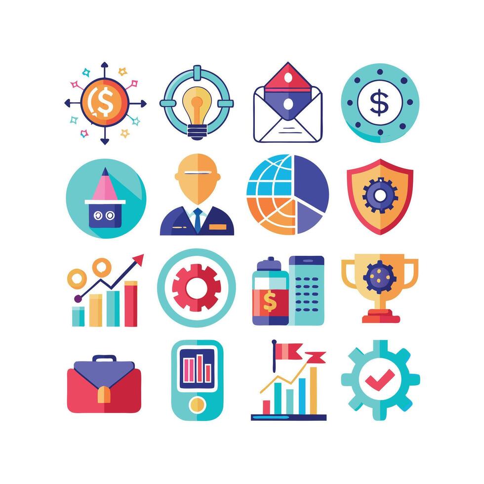 Business and Finance Icon Set Collection for Documents, Websites and Applications vector