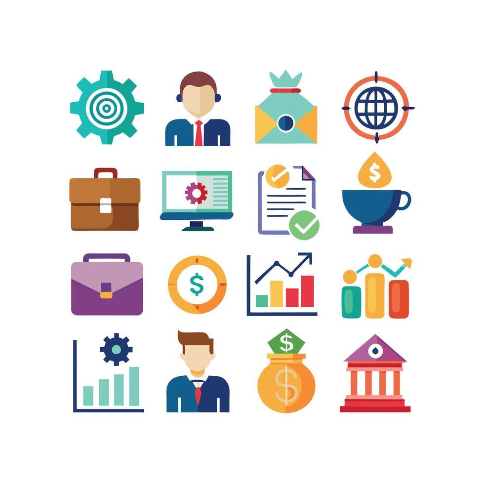 Business and Finance Icon Set Collection for Documents, Websites and Applications vector