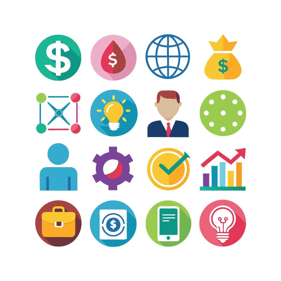 Business and Finance Icon Set Collection for Documents, Websites and Applications vector