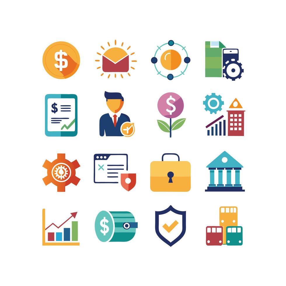 Business and Finance Icon Set Collection for Documents, Websites and Applications vector