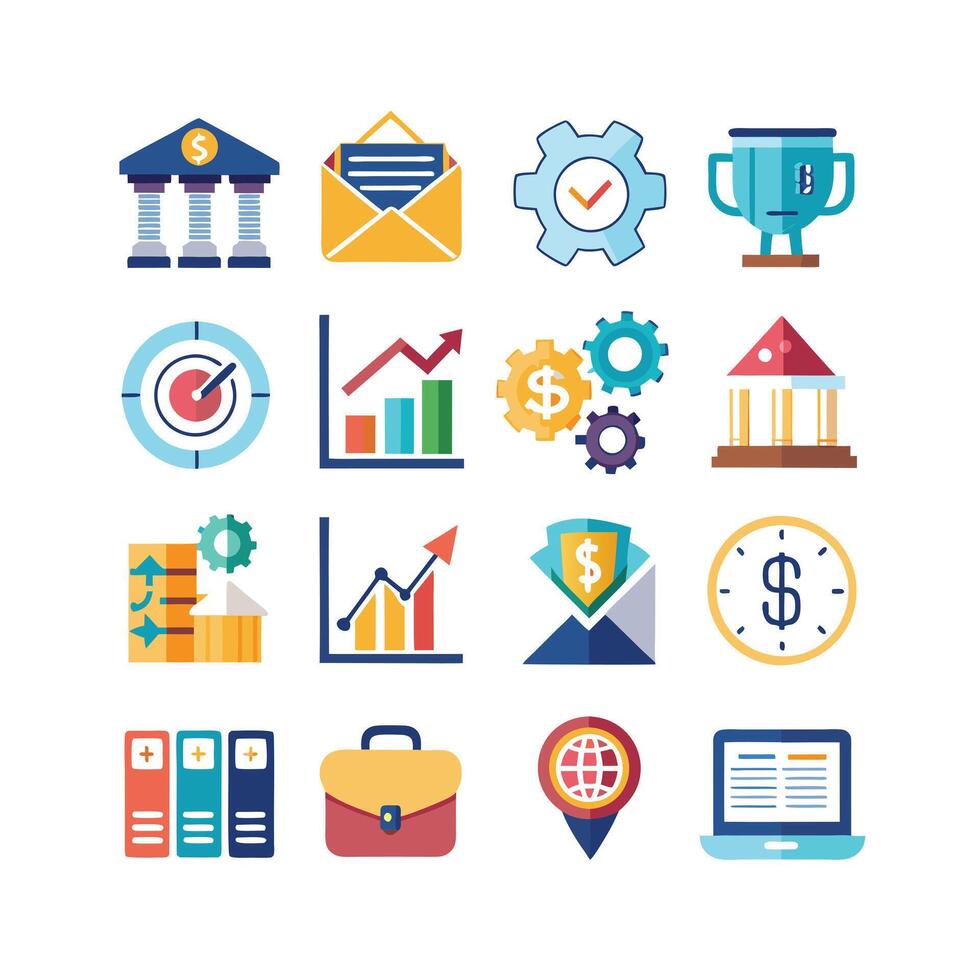 Business and Finance Icon Set Collection for Documents, Websites and Applications vector