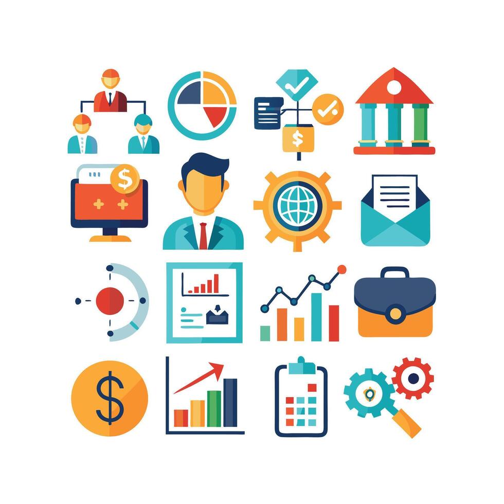 Business and Finance Icon Set Collection for Documents, Websites and Applications vector