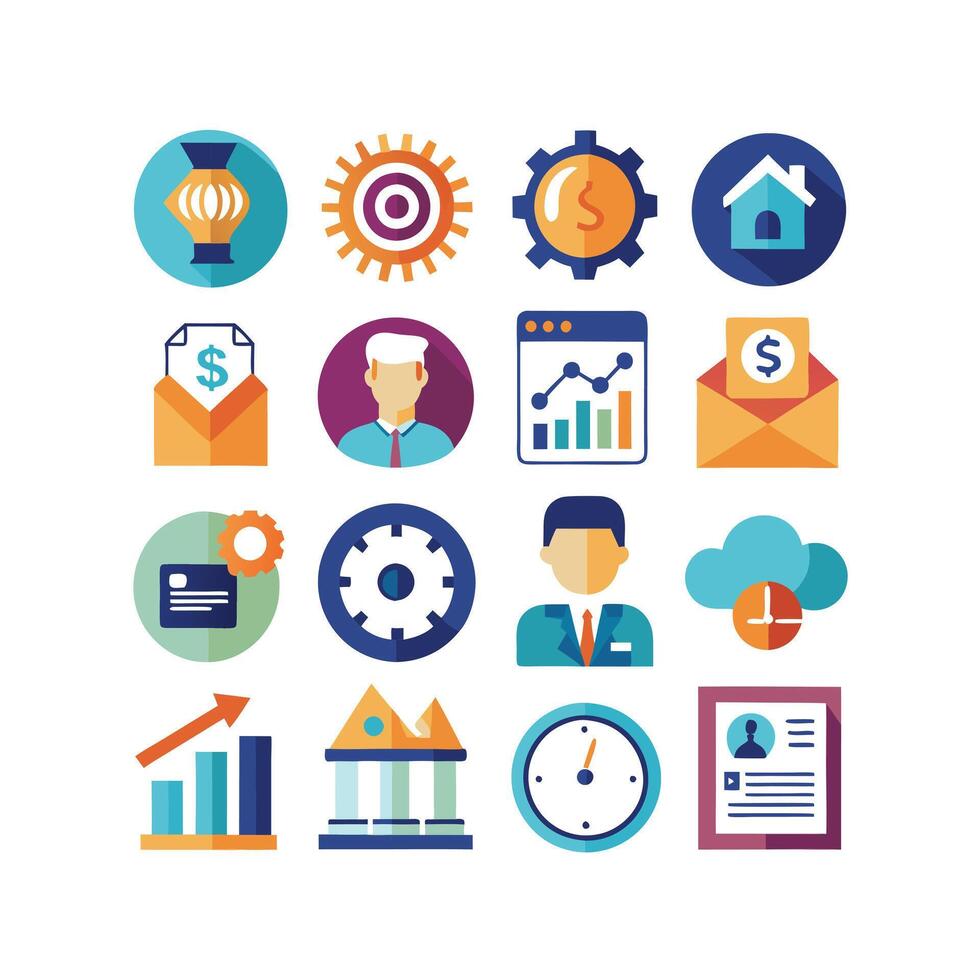 Business and Finance Icon Set Collection for Documents, Websites and Applications vector