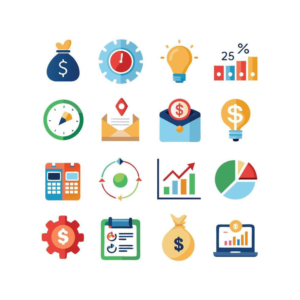 Business and Finance Icon Set Collection for Documents, Websites and Applications vector