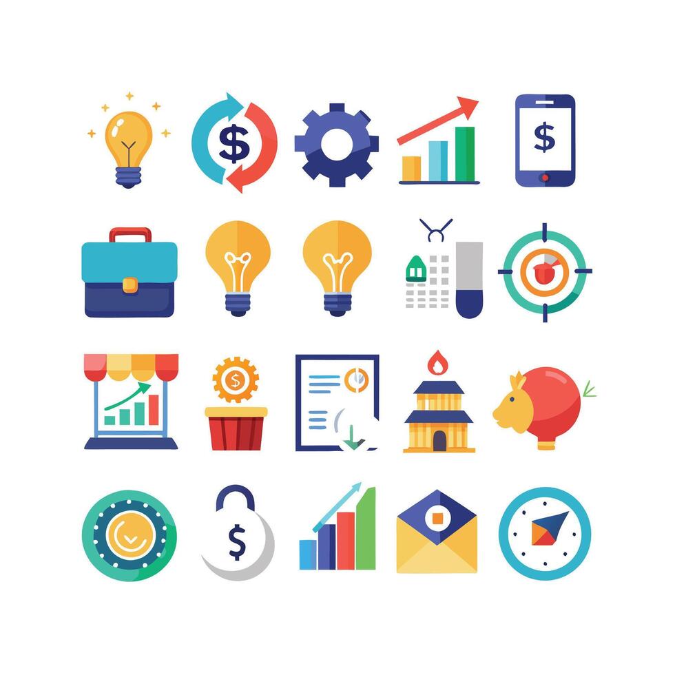 Business and Finance Icon Set Collection for Documents, Websites and Applications vector
